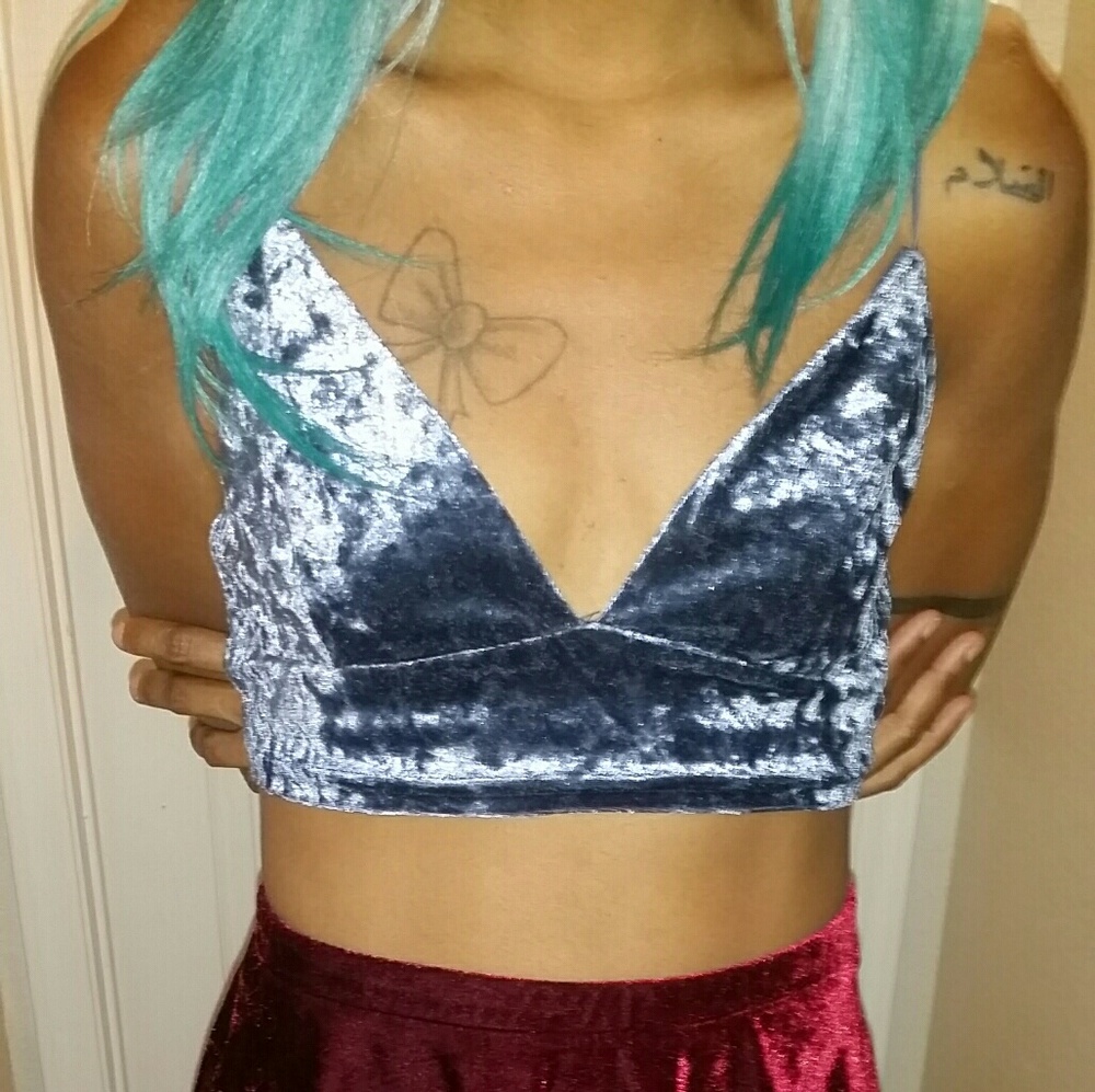 Velvet blue crop top